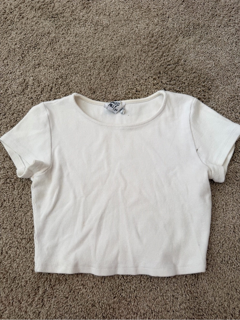 Princess Polly White Ribbed Short Sleeve Crop Tee